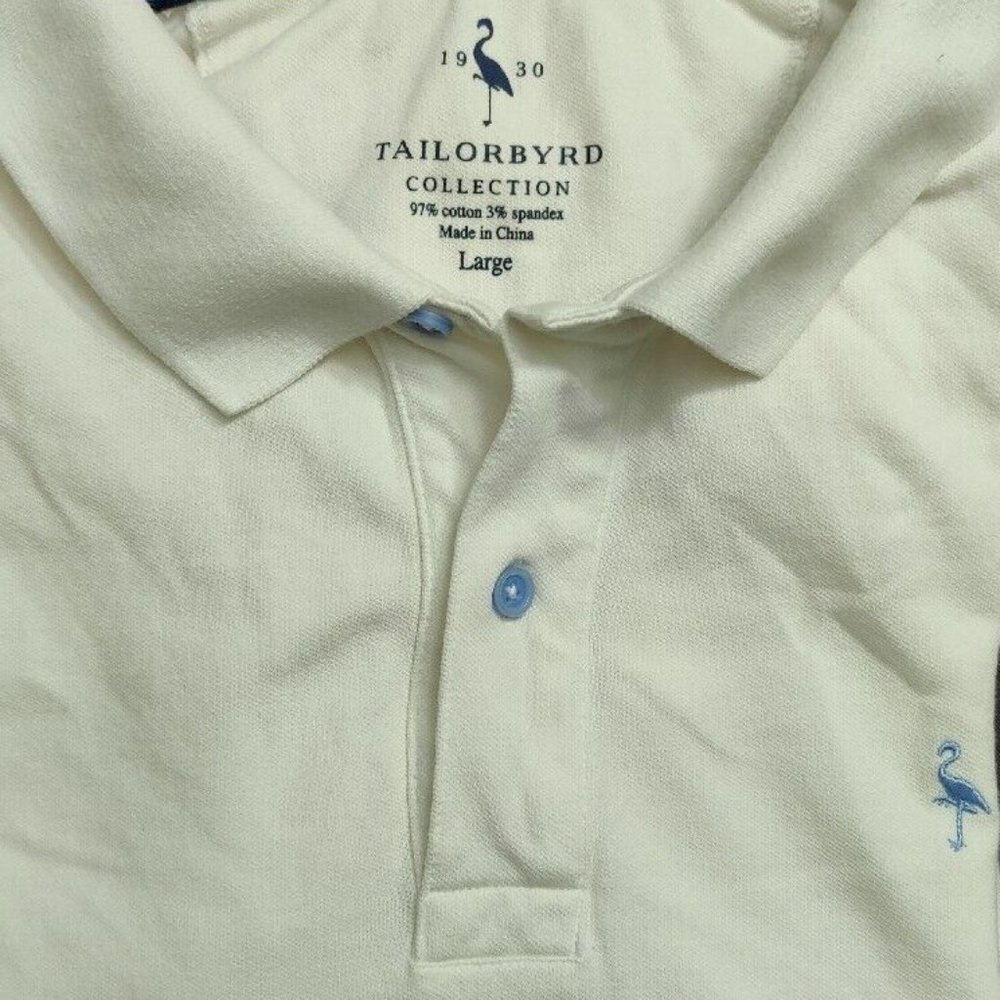 Tailorbyrd Collection White Polo Collared Large Men’s Cotton / Spandex Soft XL